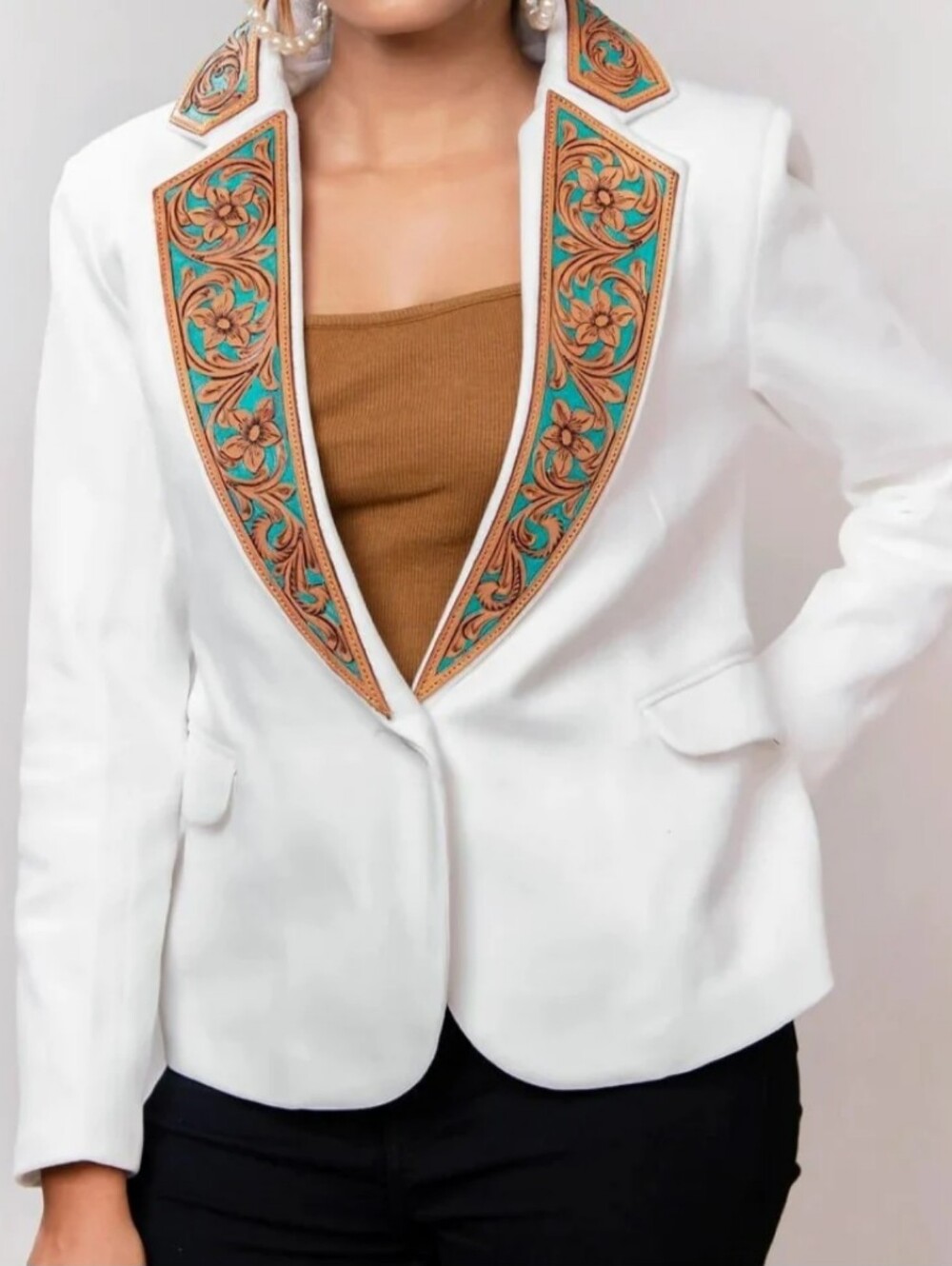 American Darling Genuine Leather Hand Tooled Carved Blazer Newt Size XL